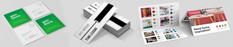 Examples of different print finishes for business cards