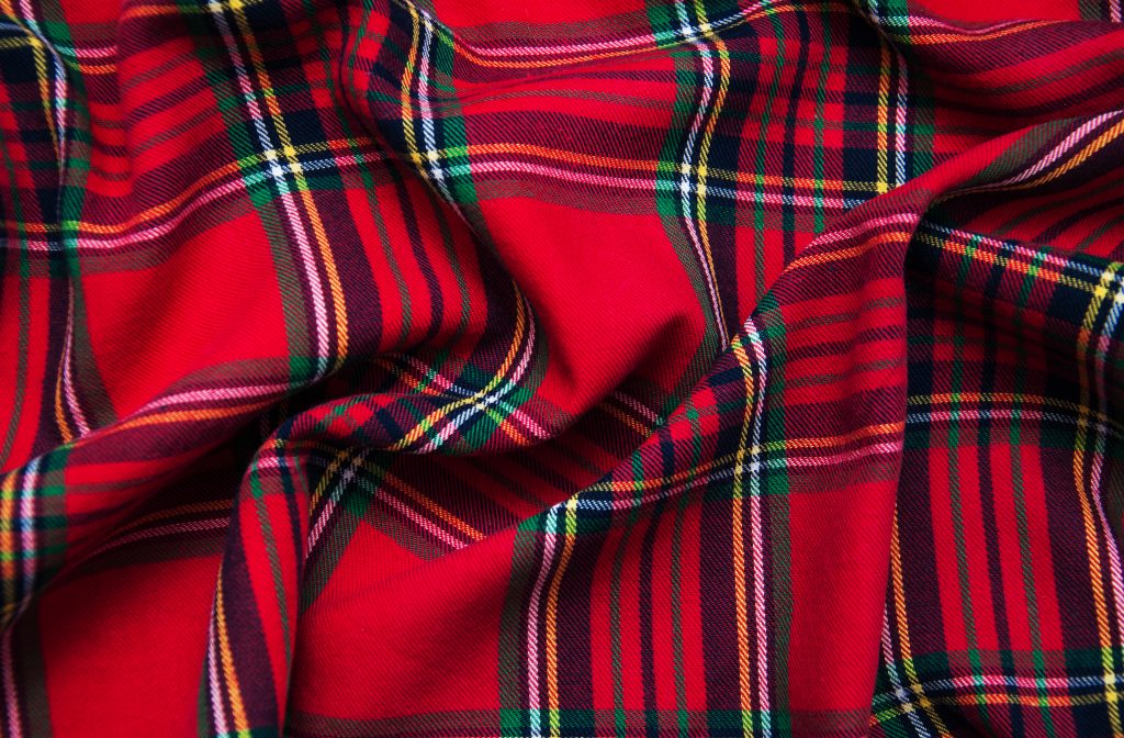 Red tartan fabric