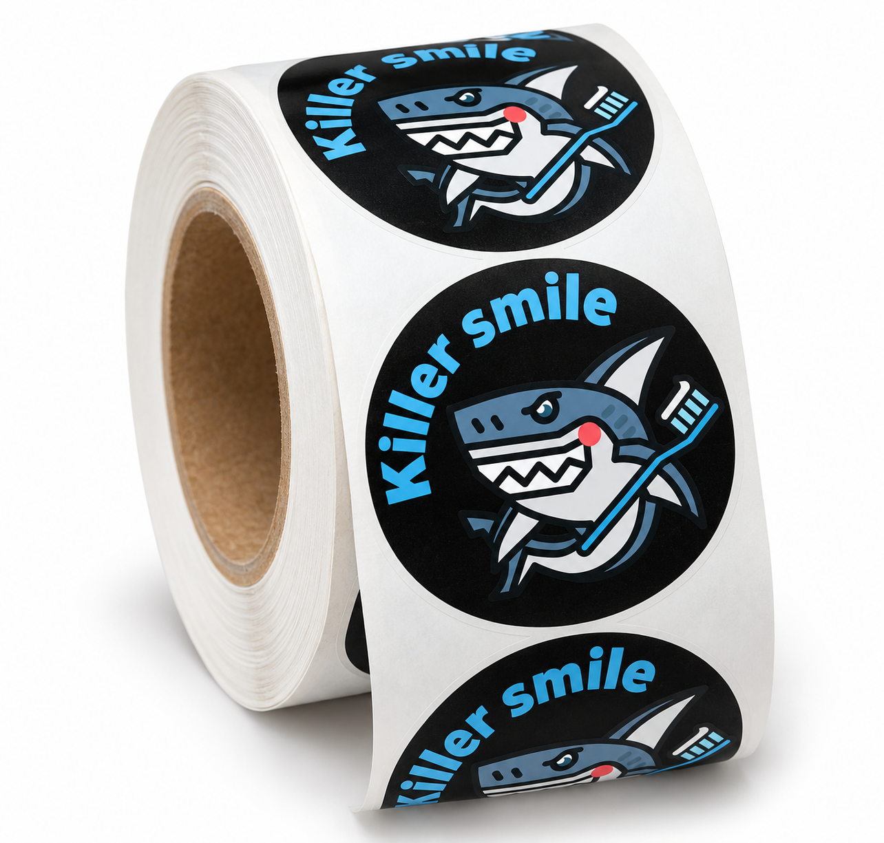 A roll of promotional stickers